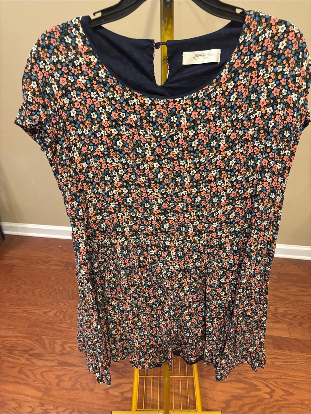 Floral Navy Short-Sleeve Swing Dress by Apt. 9